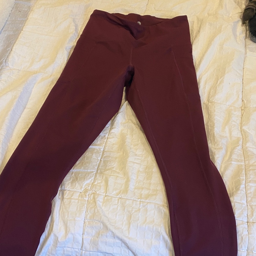 90 Degree By Reflex Maroon Active Leggings